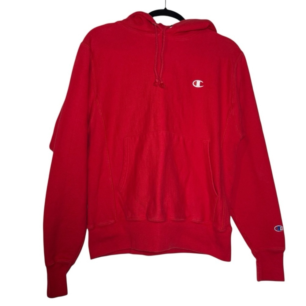 Champion Men's Hoodie Reverse Weave Red Size Small Pullover C Logo